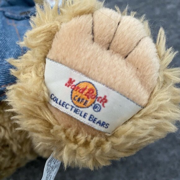 Hard Rock Cafe INDIANAPOLI 1990s Honey TEDDY BEAR Plush  Denim Jacket Vtg - Picture 6 of 8
